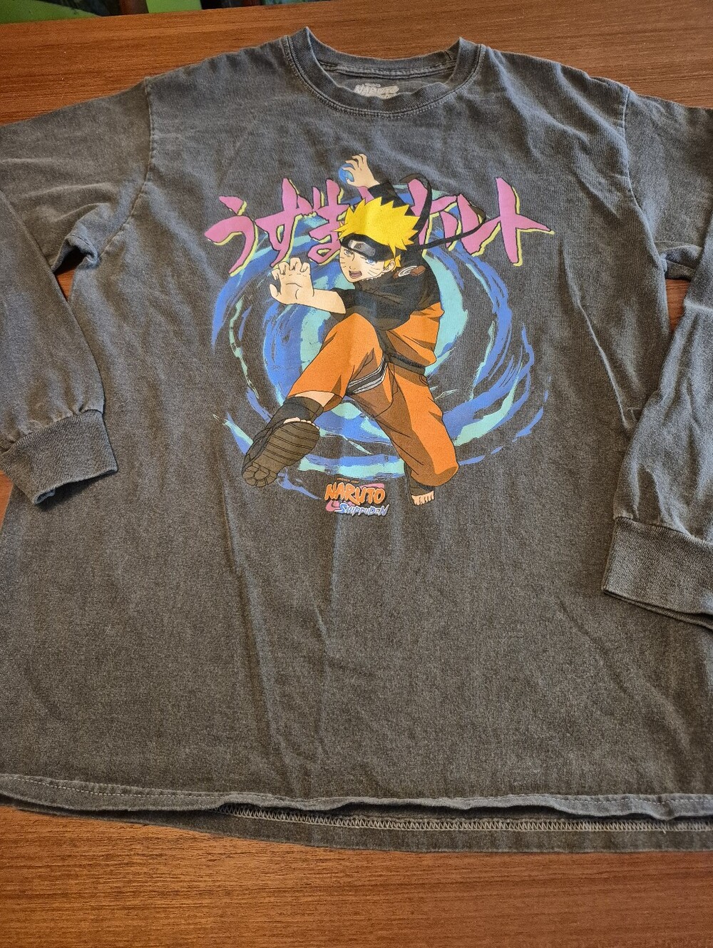Naruto Spiral Gray Long Sleeve Tee Shirt Medium